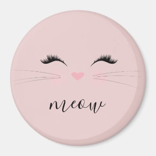 Blush PInk Meow Whiskers Kat Magneet