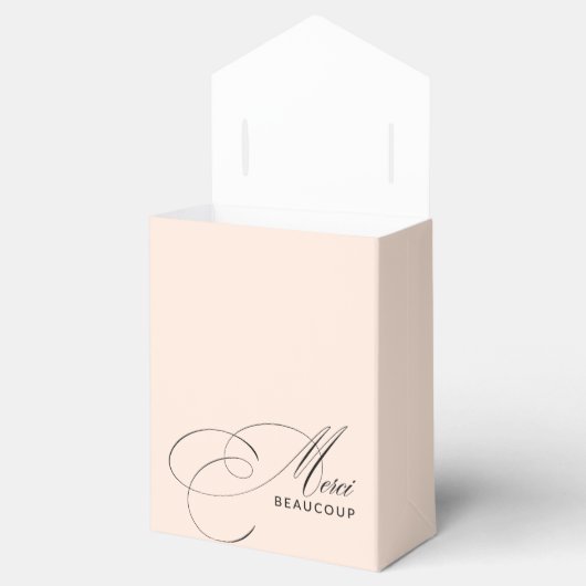 Blush Pink Merci Beaucoup Kalligrafie Dank u Bedankdoosjes (Geopend)