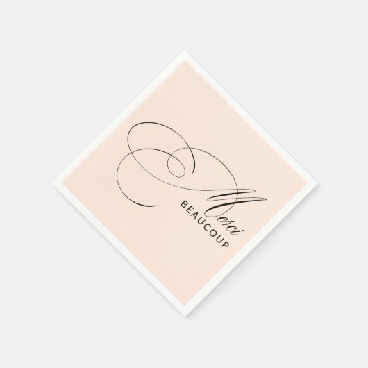 Blush Pink Merci Beaucoup Kalligrafie Dank u Servet (Hoek)