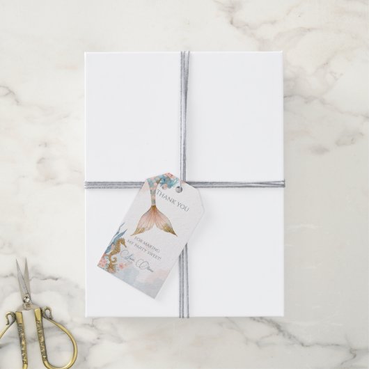 Blush Pink Mermaid Tail Baby shower Cadeaulabel (Met Touw)