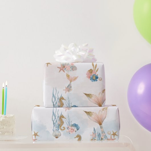 Blush Pink Mermaid Tail Baby shower Cadeaupapier (Feestgeschenken)