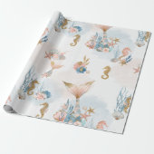 Blush Pink Mermaid Tail Baby shower Cadeaupapier (Uitgerold)