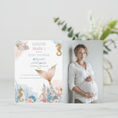 Blush Pink Mermaid Tail Baby shower Kaart (Staand voorkant)