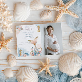 Blush Pink Mermaid Tail Baby shower Kaart