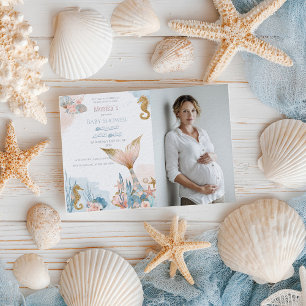Blush Pink Mermaid Tail Baby shower Kaart