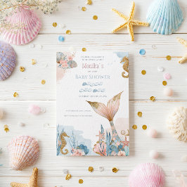 Blush Pink Mermaid Tail Baby shower Kaart