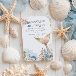 Blush Pink Mermaid Tail Baby shower Luier Ruffle Informatiekaartje