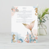 Blush Pink Mermaid Tail Baby shower Menu (Staand voorkant)