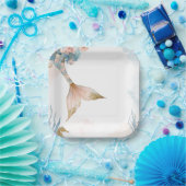 Blush Pink Mermaid Tail Baby shower Papieren Bordje (Feest)