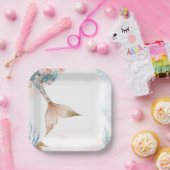 Blush Pink Mermaid Tail Baby shower Papieren Bordje (Feest)