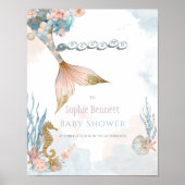 Blush Pink Mermaid Tail Baby shower Welkom Poster (Voorkant)