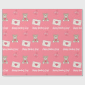 Blush Pink met Beer, harten en aangepaste berichte Cadeaupapier (Vlak)