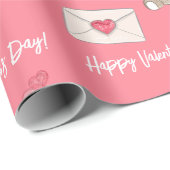 Blush Pink met Beer, harten en aangepaste berichte Cadeaupapier (Rol Hoek)