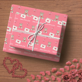 Blush Pink met Beer, harten en aangepaste berichte Cadeaupapier