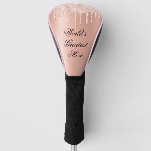 Blush Pink met glitter drips-World's Greatest Mom Golfheadcover (Voorkant)