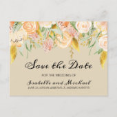 Blush Pink met gouden accenten Floral Save the Dat Aankondigingskaart (Voorkant)
