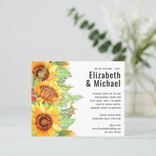 Blush Pink met Sunflower Weddenbudget (Staand voorkant)