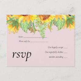 Blush Pink met Sunflower Weddenbudget Uitnodiging Briefkaart
