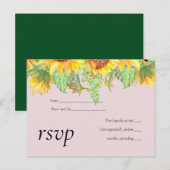Blush Pink met Sunflower Weddenbudget Uitnodiging Briefkaart (Voorkant / Achterkant)