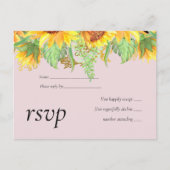 Blush Pink met Sunflower Weddenbudget Uitnodiging Briefkaart (Voorkant)