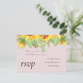 Blush Pink met Sunflower Weddenbudget Uitnodiging Briefkaart (Staand voorkant)