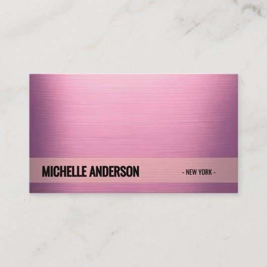 Blush Pink Metallic Minimalistisch Visitekaartje (Voorkant)