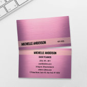 Blush Pink Metallic Minimalistisch Visitekaartje