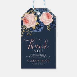 Blush Pink & Midnight Navy Florals Dank u voor uw Cadeaulabel