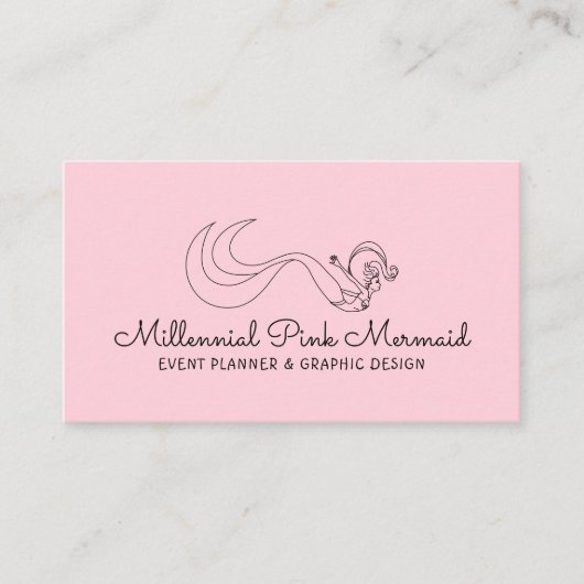 Blush Pink Millennial Mermaid Visitekaartje (Voorkant)