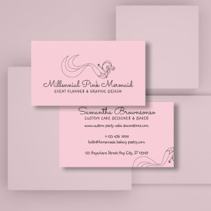 Blush Pink Millennial Mermaid Visitekaartje