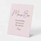 Blush Pink Mimosa Bar Vrijgezellenfeest Reclamebord Met Voetstuk (Voorkant)