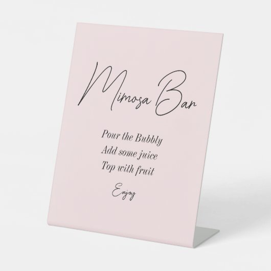 Blush Pink Mimosa Bar Vrijgezellenfeest Reclamebord Met Voetstuk (Voorkant)