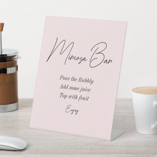 Blush Pink Mimosa Bar Vrijgezellenfeest Reclamebord Met Voetstuk (Insitu)