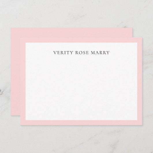 Blush Pink | Minimal Feminine Monogram Design Notitiekaartje (Voorkant / Achterkant)