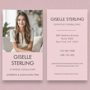 Blush Pink Minimal Professionele foto Modern Visitekaartje