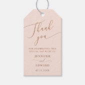 Blush Pink Minimal Weddenschap Hartelijk dank Cadeaulabel (Voorkant)