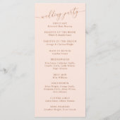 Blush Pink Minimal Wedding Ceremony Program Programmakaart (Achterkant)