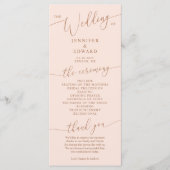 Blush Pink Minimal Wedding Ceremony Program Programmakaart (Voorkant)