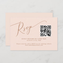 Blush Pink Minimal Wedding QR Code RSVP Kaartje