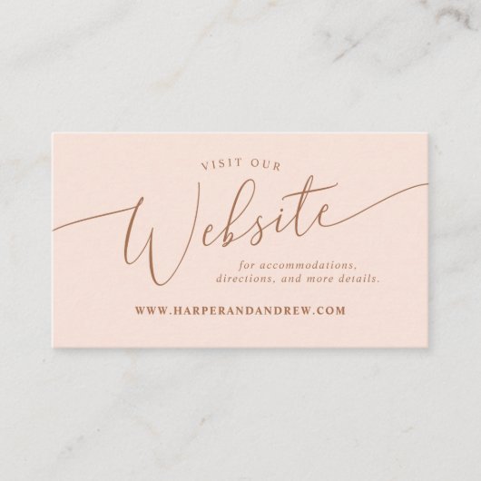 Blush Pink Minimal Wedding Website Informatiekaartje (Voorkant)