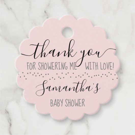 Blush Pink Minimale Moderne Dank u Baby shower Bedankjes Labels (Voorkant)