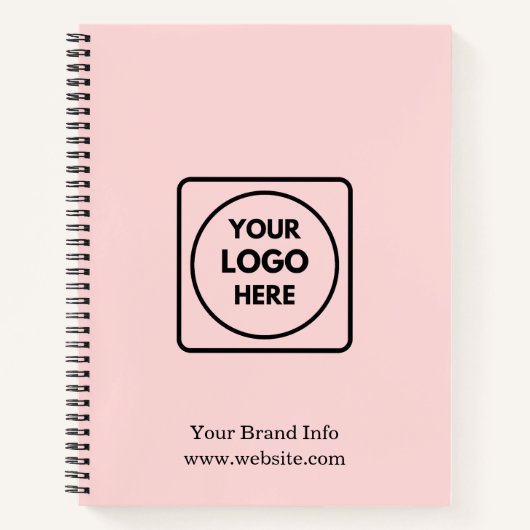 Blush pink minimalist | Aangepaste zakelijke Logo Notitieboek (Voorkant)