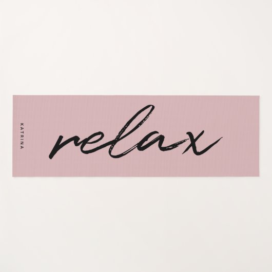 Blush Pink Minimalist Chic Script "Relax" Yogamat (Voorkant (horizontaal))