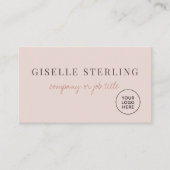 Blush Pink Minimalist Company Logo QR Code Visitekaartje (Voorkant)