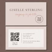 Blush Pink Minimalist Company Logo QR Code Visitekaartje