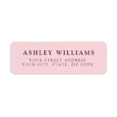 Blush Pink Minimalist Elegant Return Stickers (Voorkant)