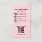 Blush Pink Minimalist Foto QR Code Logo Verticaal Visitekaartje (Achterkant)