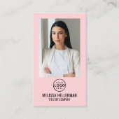 Blush Pink Minimalist Foto QR Code Logo Verticaal Visitekaartje (Voorkant)