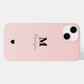 Blush Pink Minimalist Monogram Naam Case-Mate iPhone Case (Achterkant (horizontaal))