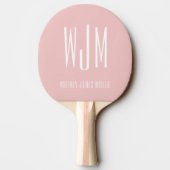 Blush pink minimalist monogram tafeltennisbatje (Achterkant)